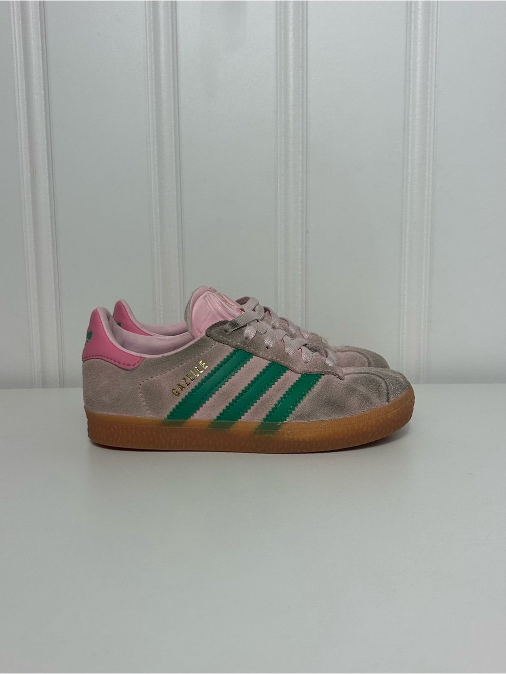 Adidas gazelle lace pink suede green gum toddler girl kids 13